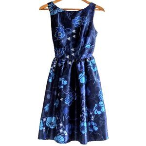 eShakti Fit & Flare Waist Sash Floral Sleeveless Dress